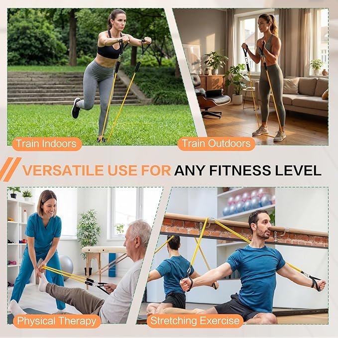 12 Pcs Resistance Bands with Handles Set, Weight Stretch Exercise Workout Bands, Latex Elastic Straps for Men Women Working Out, Strength Training, Home Fitness