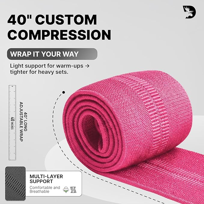 DMoose Fitness Elbow Wraps for Weightlifting (Pair) - 40'' Adjustable Strap for Gym Workout & Bench Press, Compression Elbow Sleeves for Tendonitis, Joint Support, Powerlifting & Deadlifts