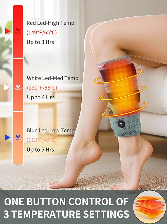 Leg Heating Pad, Portable Cordless Heated Knee Brace Warmers Wrap with Battery and 3 Temperature Settings Men Women