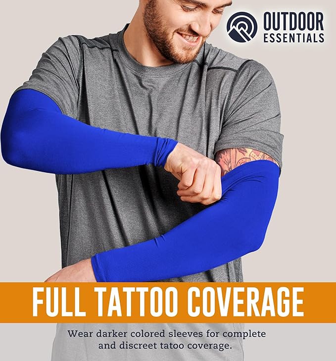 OutdoorEssentials UV Sun Protection Arm Sleeves - Compression Arm Sleeve, UV Arm Sleeves Men, Women - Golf Cooling Sleeves