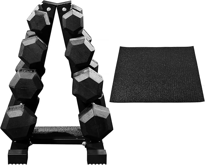 BalanceFrom Rubber Coated Hex Dumbbell Weight Set with Storage Rack, 100LB or 150LB or 200LB Set, 5-20 lbs or 5-25 lbs or 10-30 lbs Pairs