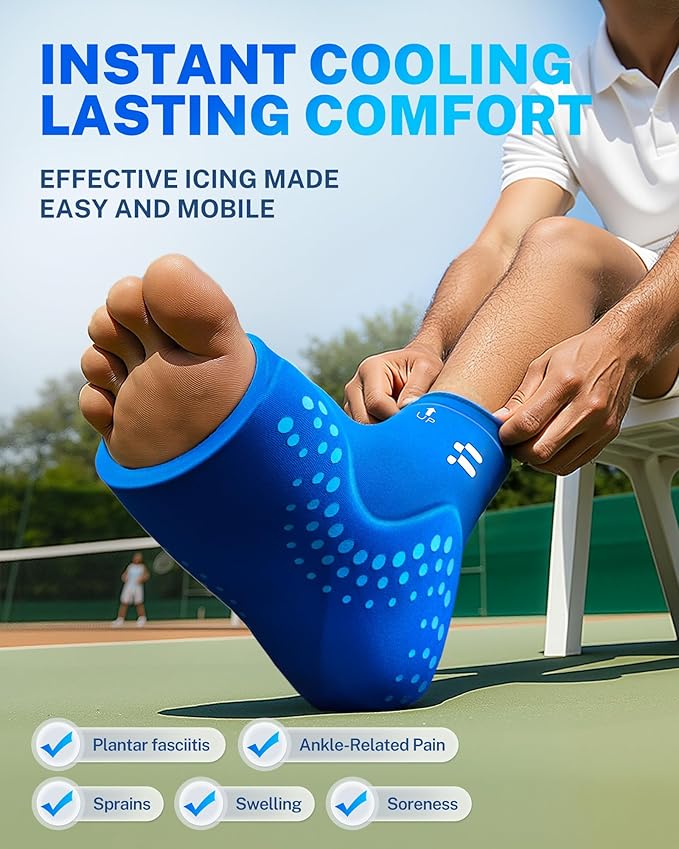 Extended Ankle Ice Pack Wrap for Sprained Ankle & Swelling Relief, 30% Longer Lasting Cold Therapy, Reusable Gel Ice Pack Sleeve for Foot Pain, Plantar Fasciitis, Achilles Tendonitis, Heel Pain, XL