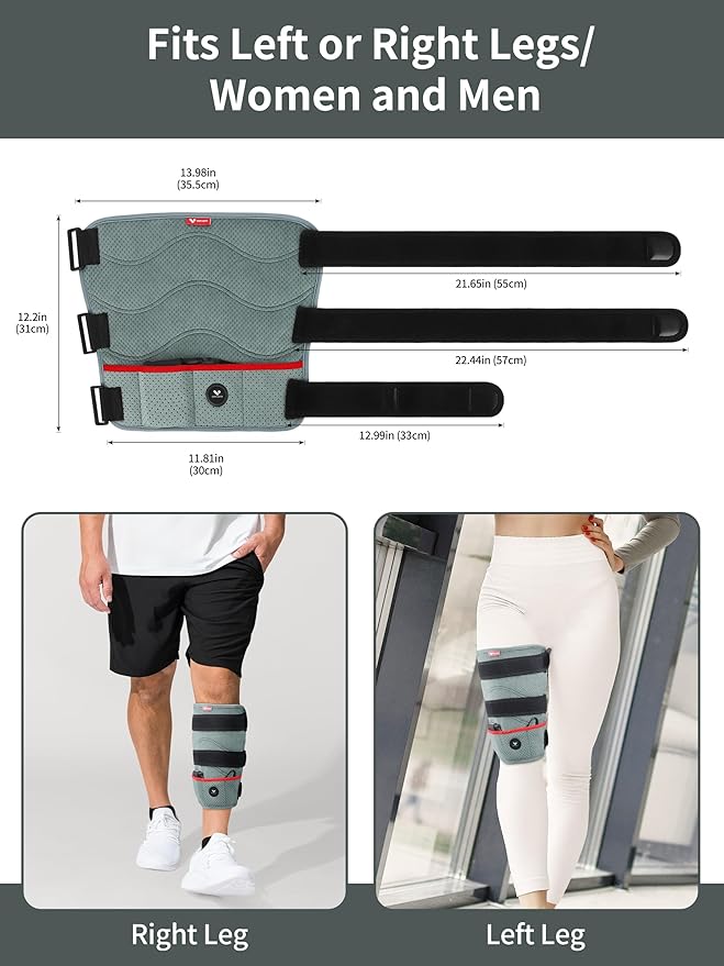 Leg Heating Pad, Portable Cordless Heated Knee Brace Warmers Wrap with Battery and 3 Temperature Settings Men Women