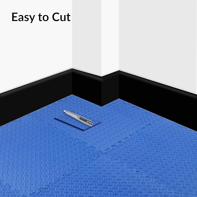 Fitvids Puzzle Exercise Gym Flooring Mat, 3/4" Thick High-Density EVA Interlocking Tiles Workout Mat for Home Gym, Fitness Equipment, MMA, Gymnastics, 6-Piece Shock-Absorbing Exercise Mat (24 Sq Ft)