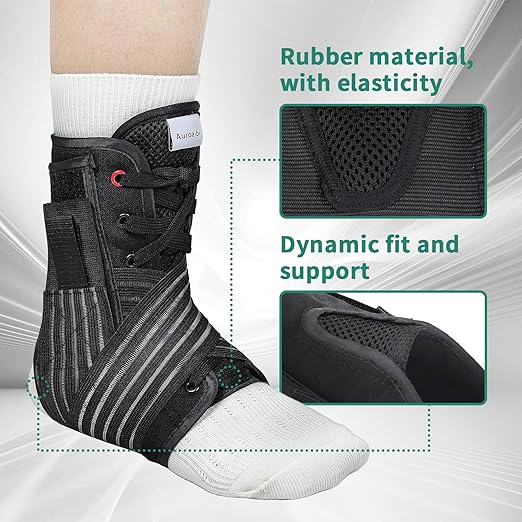 Ankle Brace for Sprained Ankle Lace up Support Brace for Women Men with Side Splints Adjustable Ankles Stabilizer for Injury Recover, Sports, L