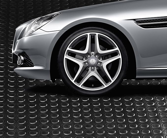 3mm Coin-Grip Rubber Flooring Roll - Easy to Cut Waterproof Anti-Slip Mat, Heavy Duty Floor Protection for Garage, Gym, Stable, Basement, Kennel, 4' x 8'