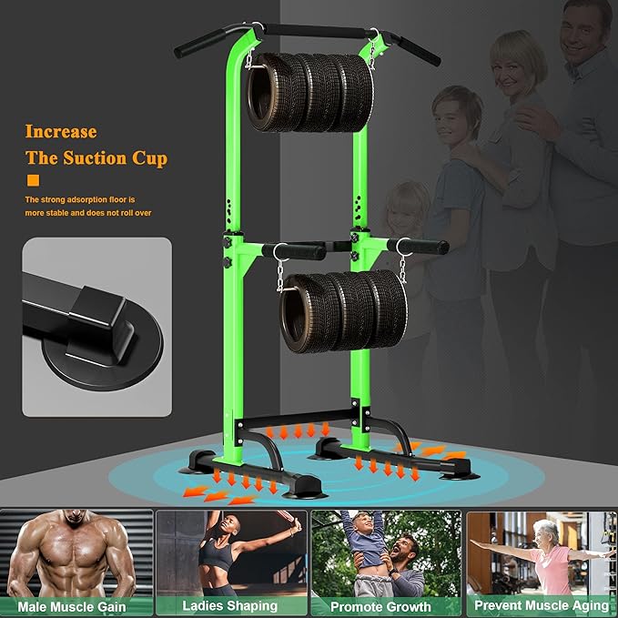 DlandHome Power Tower Pull Up Dip Station Multi-Function Fitness Equipment for Strength Training Adjustable Height Dip Stand for Home Gym