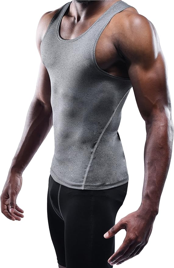 NELEUS Men's 3 Pack Athletic Compression Under Base Layer Sport Tank Top
