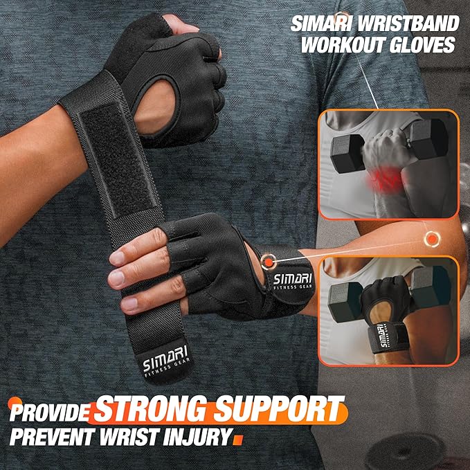 SIMARI Breathable Workout Gloves for Men and Women, Padded Weight Lifting Gloves with Great Grip, Full Palm Protection for Gym Training, Cycling, Weightlifting, Exercise, Crossfit, Climbing