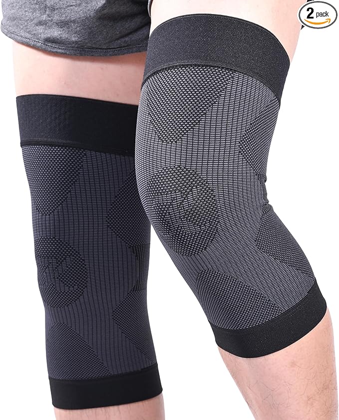 KEKING Orthopedic Brace for Tendinitis, Arthritis, ACL, MCL, Injury Recovery, Meniscus Tear, Knee Pain, Aching Knees, Patellar Tendonitis and Arthritis, Knee Compression Sleeves 2 Pack, Black XXL