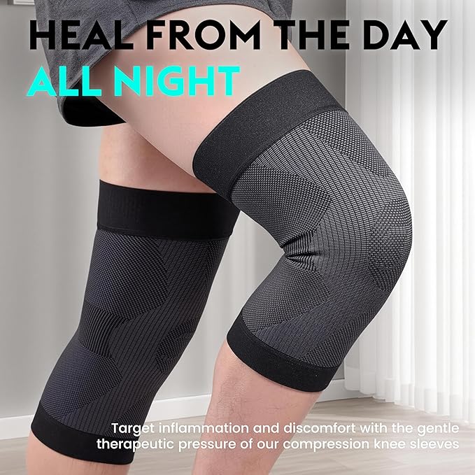 KEKING Orthopedic Brace for Tendinitis, Arthritis, ACL, MCL, Injury Recovery, Meniscus Tear, Knee Pain, Aching Knees, Patellar Tendonitis and Arthritis, Knee Compression Sleeves 2 Pack, Black 3XL