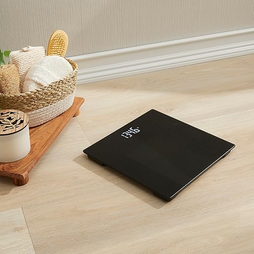 Taylor Digital Bathroom Scale - Smart Scale with Precision Hub App, 400 lb Capacity, 11" x 11" Durable Glass Platform, 0.2 lb Increments, Weight Tracking, BMI, BMR and Multilingual, Black