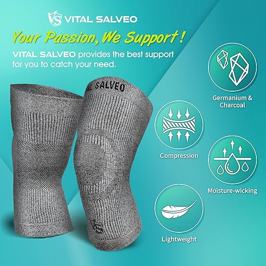 VITAL SALVEO-Compression Recovery Knee Sleeve/brace C3-COMFORT, Pain Relief, Protects Joint - Ideal for Sports and Daily Wear (1 Pair)/S