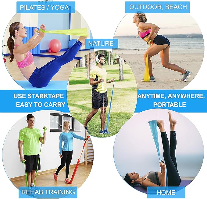Bundle Resistance Bands Set of 5 & Foot Leg Stretcher for Physical Therapy, Professional Elastic Band. Perfect for Plantar Fasciitis Home Exercise, Workout, Strength Training, Yoga, Pilates, Rehab Leg