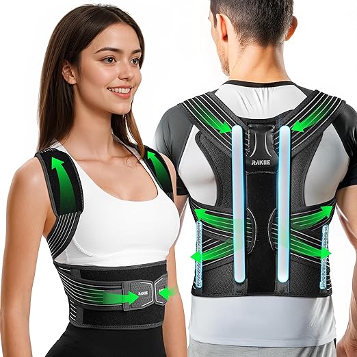 Rakiie All-round Back Belt Support for Women Men, Breathable Durable Lumbar Support Brace, Invisible Under Clothing, Back Support Brace for Hunchback, Gray Size XL (Upper Waist: 47.2"-53.2")