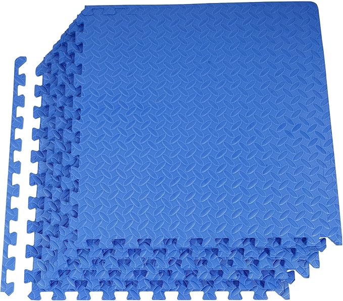 Fitvids Puzzle Exercise Gym Flooring Mat, 1/2" Thick High-Density EVA Interlocking Tiles Workout Mat for Home Gym, Fitness Equipment, MMA, Gymnastics, 6-Piece Shock-Absorbing Exercise Mat (24 Sq Ft)