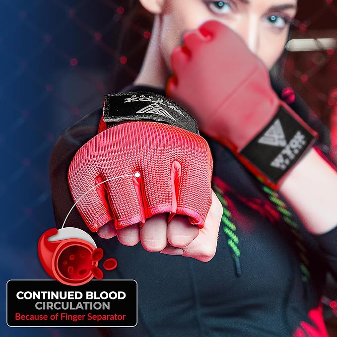 WYOX Gel Boxing Hand Wraps Inner Gloves for Men & Women – 80cm Quick Wrist Strap, Padded Knuckle Support, Fingerless MMA Muay Thai Kickboxing Wraps for Training, Punching & Martial Arts