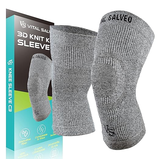 VITAL SALVEO-Compression Recovery Knee Sleeve/brace C3-COMFORT, Pain Relief, Protects Joint - Ideal for Sports and Daily Wear (1 Pair)/L