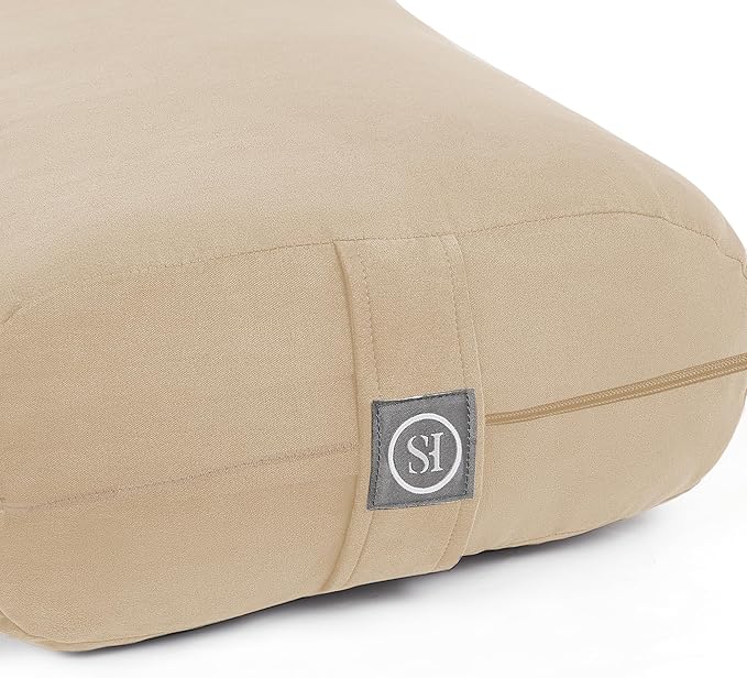 Meditation Cushion Bolster Pillow for Restorative Yoga – Supportive Cushion for Meditation, Pilates, and Relaxation – Filled with Buckwheat Hulls - Removable Cover