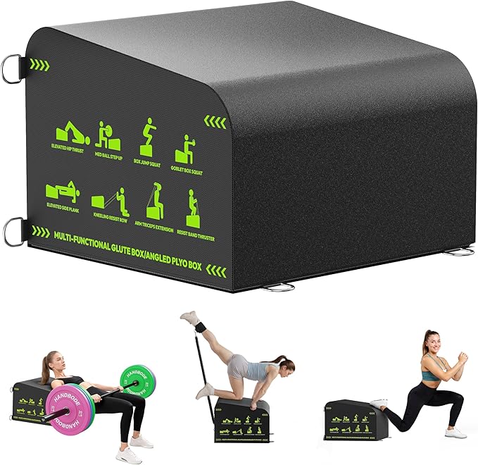 HANDBODE Hip Thrust Bench, Multi-Functional Slip-Free Hip Thrust Machine for Glute Bridge, Box Jump, Push-Ups, Squat, Ab Exercise, Suitable for Home & Gym