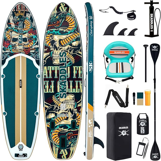 10’6’’ Inflatable Stand Up Paddle Board (SUP) for Adults and Youth with Non-Slip Deck – Complete Accessories Kit, for Fishing, Yoga, Fitness & Family Fun