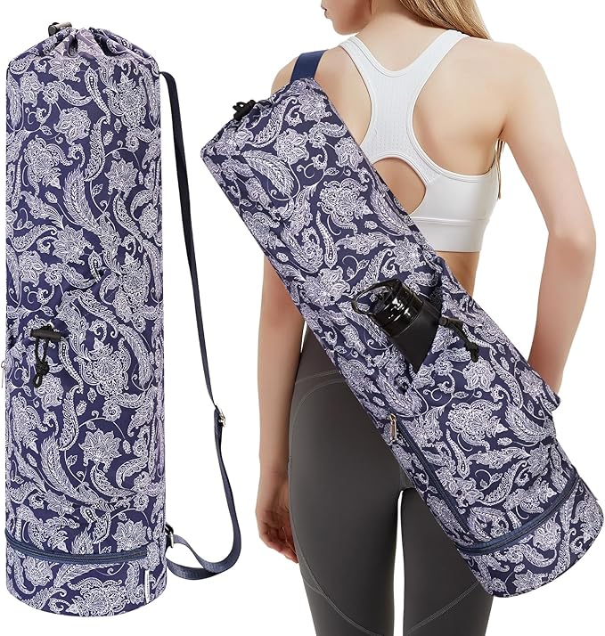 sportsnew Yoga Mat Bag with Water Bottle Pocket and Bottom Wet Pocket, Exercise Yoga Mat Carrier Multi-Functional Storage Bag, Patent pending