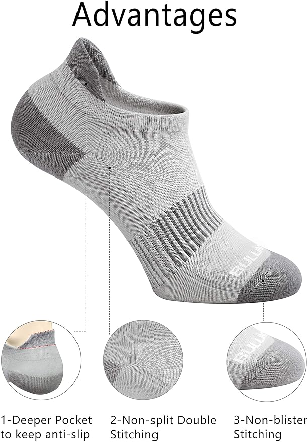 BULLIANT Men Running Socks,Active Ankle Socks No Show For Men With Cushioned Footbed Arch Support Breathable Wicking