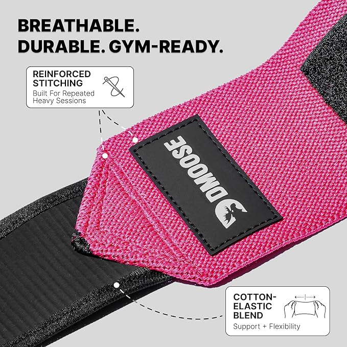 DMoose Fitness Elbow Wraps for Weightlifting (Pair) - 40'' Adjustable Strap for Gym Workout & Bench Press, Compression Elbow Sleeves for Tendonitis, Joint Support, Powerlifting & Deadlifts