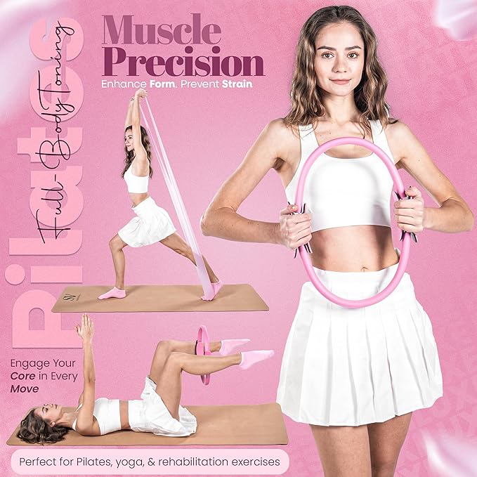 14-Piece Pilates Kit for Home Workouts | Pilates Equipment Workout Set | Resistance Bands | Pilates Ring | Pilates Ball | Yoga Blocks | Home Pilates Kit | Pilates Workout Set | Home Pilates