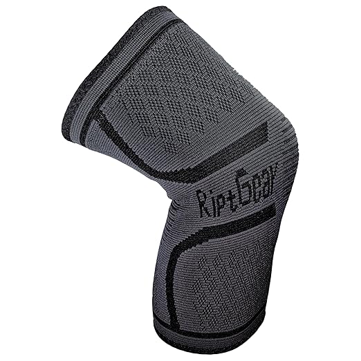 RiptGear Knee Compression Sleeve - Braces for Knee Pain - Compression for Arthritis, Meniscus Tear, Running, Walking - Support for Women and Men - Sleeves Weightlifting (Large, Gray (1 Pack))