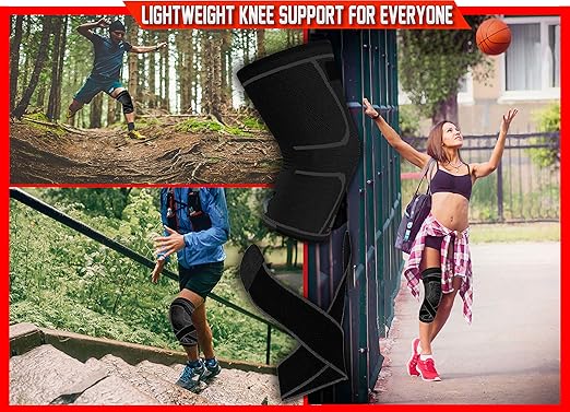 ATHLEDICT Knee Brace Compression Sleeve with Strap for Best Support & Pain Relief for Meniscus Tear, Arthritis, Running, Basketball, MCL, Jogging and Post Surgery Recovery for Men & Women (Black, S)
