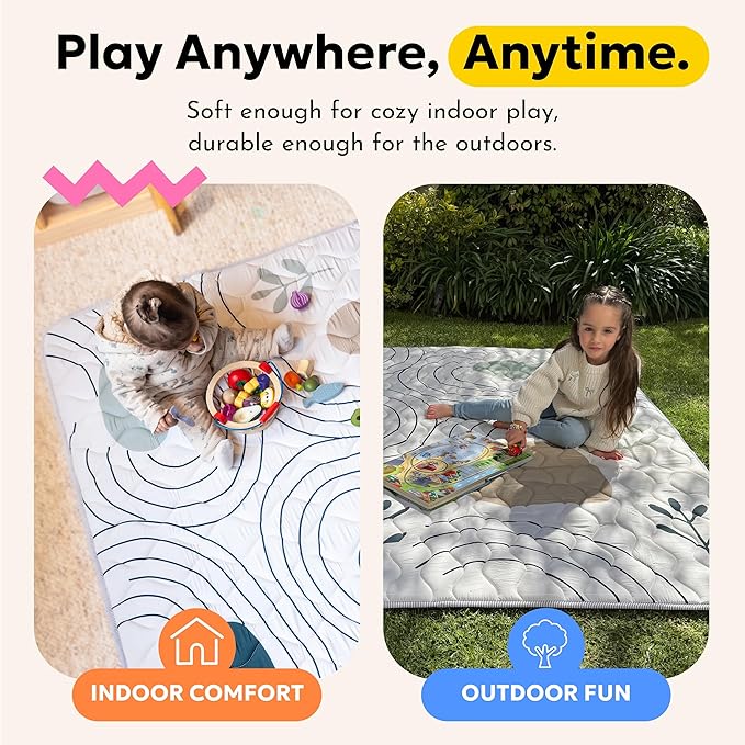 MioTetto Baby Mat for Floor, 50" x 50" Playpen Mat, Thick Soft Foam Padding Baby Play Mat, Portable Quilted playmat - Washable Baby Floor Play mat, Non-Slip Play Mat for Babies & Toddlers