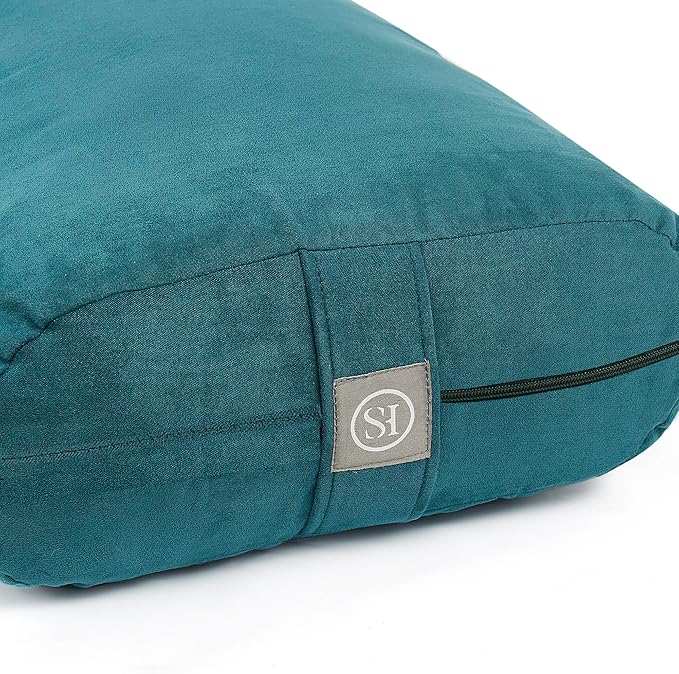Meditation Cushion Bolster Pillow for Restorative Yoga – Supportive Cushion for Meditation, Pilates, and Relaxation – Filled with Buckwheat Hulls - Removable Cover