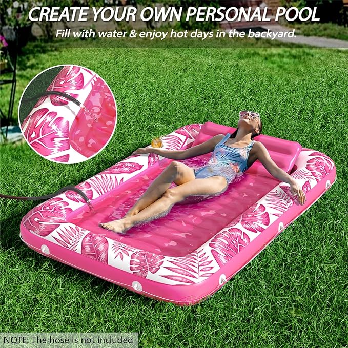 Inflatable Tanning Pool Lounger Float - Jasonwell 4 in 1 Sun Tan Tub Sunbathing Pool Lounge Raft Floatie Toys Water Filled Tanning Bed Mat Pad for Adult Blow Up Kiddie Pool Kids Ball Pit