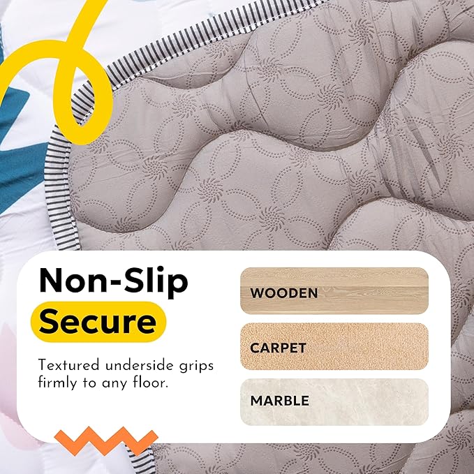 MioTetto Baby Mat for Floor, 50" x 50" Playpen Mat, Thick Soft Foam Padding Baby Play Mat, Portable Quilted playmat - Washable Baby Floor Play mat, Non-Slip Play Mat for Babies & Toddlers