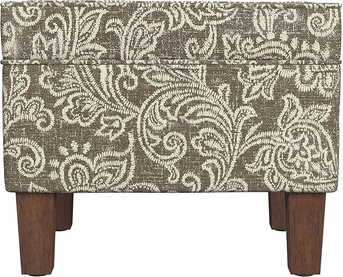 Home Decor | Dinah Collection Modern Storage Ottoman | Ottoman with Storage for Living Room & Bedroom(Brown Jacobean Print)