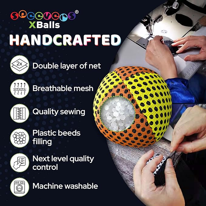 speevers Juggling Balls for Beginners and Professionals Set of 3, 14 Colors Available, 2 Layers of Net and Carry Case, Xballs Juggling Balls (Orange - Yellow, 3.2 oz)