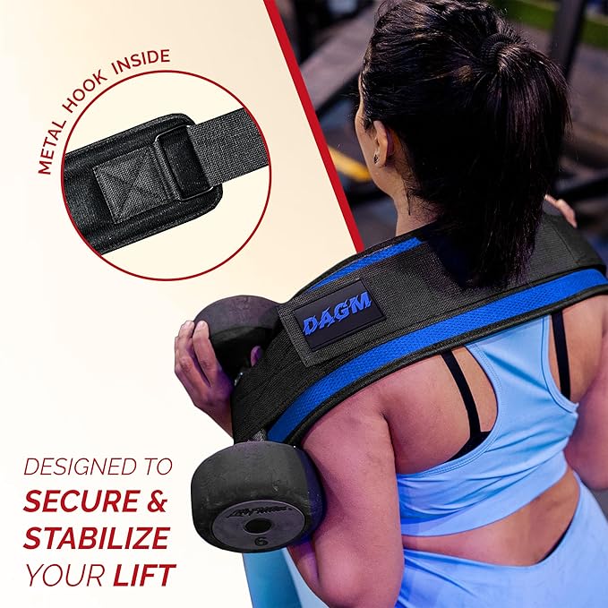 DAGM Hip Thrust Belt for Dumbbells heavy, Secure Glute Trainer with Non-Slip Extra Padding That Protects Your Hips - Ideal for Gym & Home Workouts - Use with Heavy Duty Kettlebells, Dumbbells, & Plates Hold up to 500 lbs