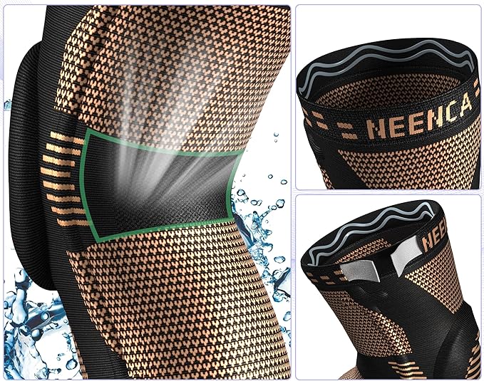 NEENCA 2 Pack Knee Braces for Knee Pain, Compression Knee Sleeves with Patella Gel Pad & Side Stabilizers, Knee Support for Men Women, Meniscus Tear, Arthritis, Joint Pain, ACL,PCL,MCL,Runner, Workout