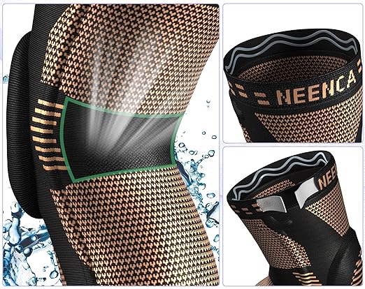 NEENCA Copper Knee Brace for Knee Pain, Professional Knee Support with Patella Pad & Side Stabilizers, Plus Size Compression Sleeve for Sport, Workout, Arthritis, ACL, Joint Pain Relief, Meniscus Tear High Copper-XXXXL