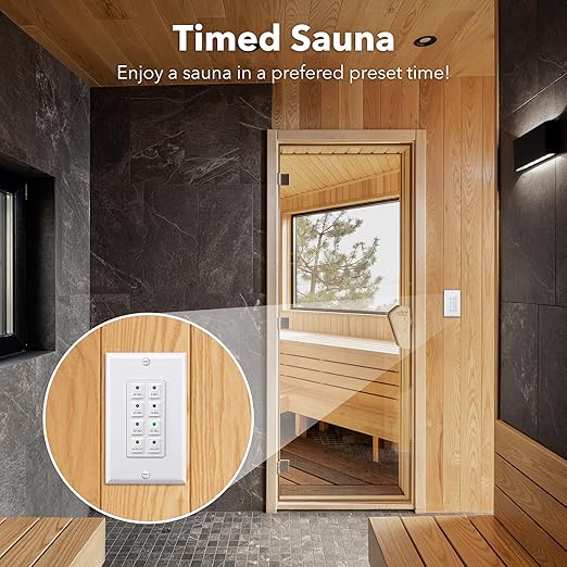 BN-LINK Countdown Digital Wall Timer Switch for Exhaust Fan with Push Button 5-10-20-30-45-60mins, Bathroom Fan Light Switch Timer Indoor, Neutral Required, Wall Plate Included, White, ETL Listed
